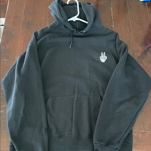 Men's Black Hoodie with Embroidered Detail